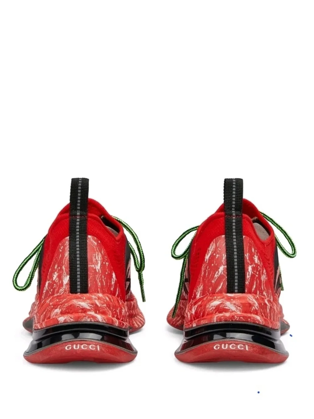 Gucci Red Mesh Sneakers with Green Laces